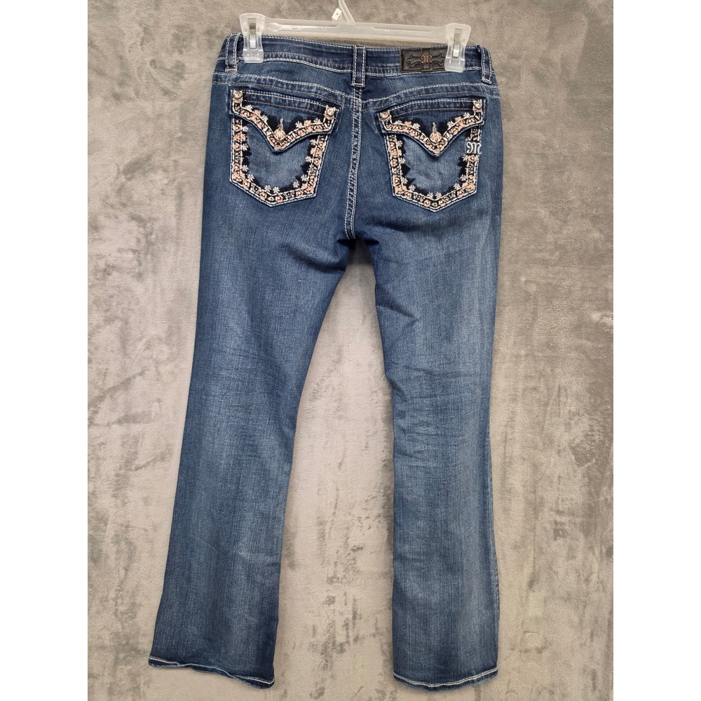 Miss Me Signature Bootcut Jeans Dark Wash Embroidered Sequins Size 31